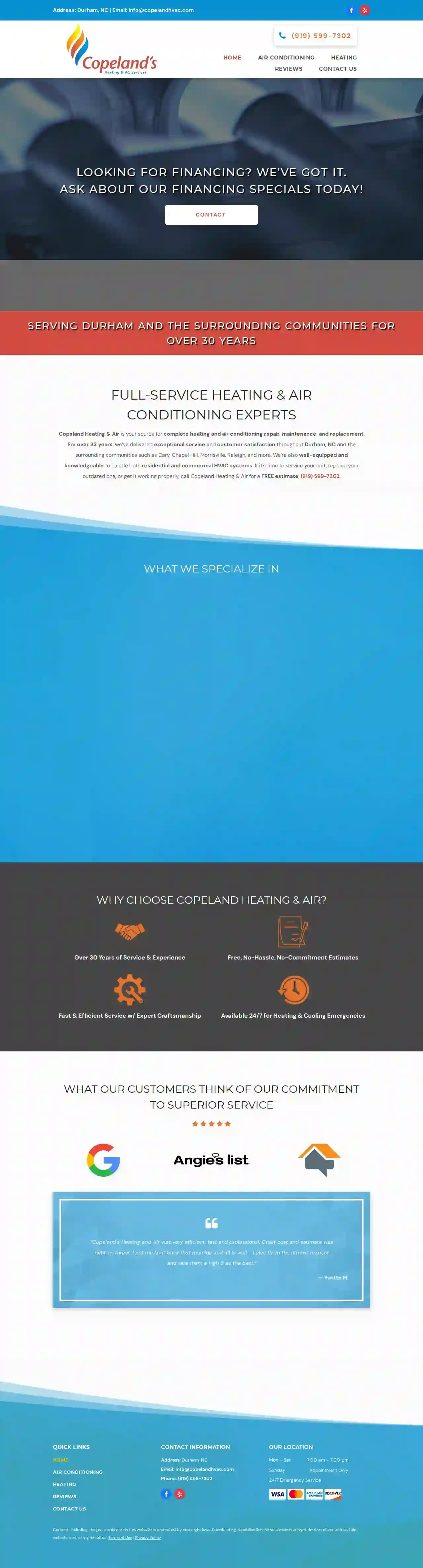 copeland heating & air conditioning services