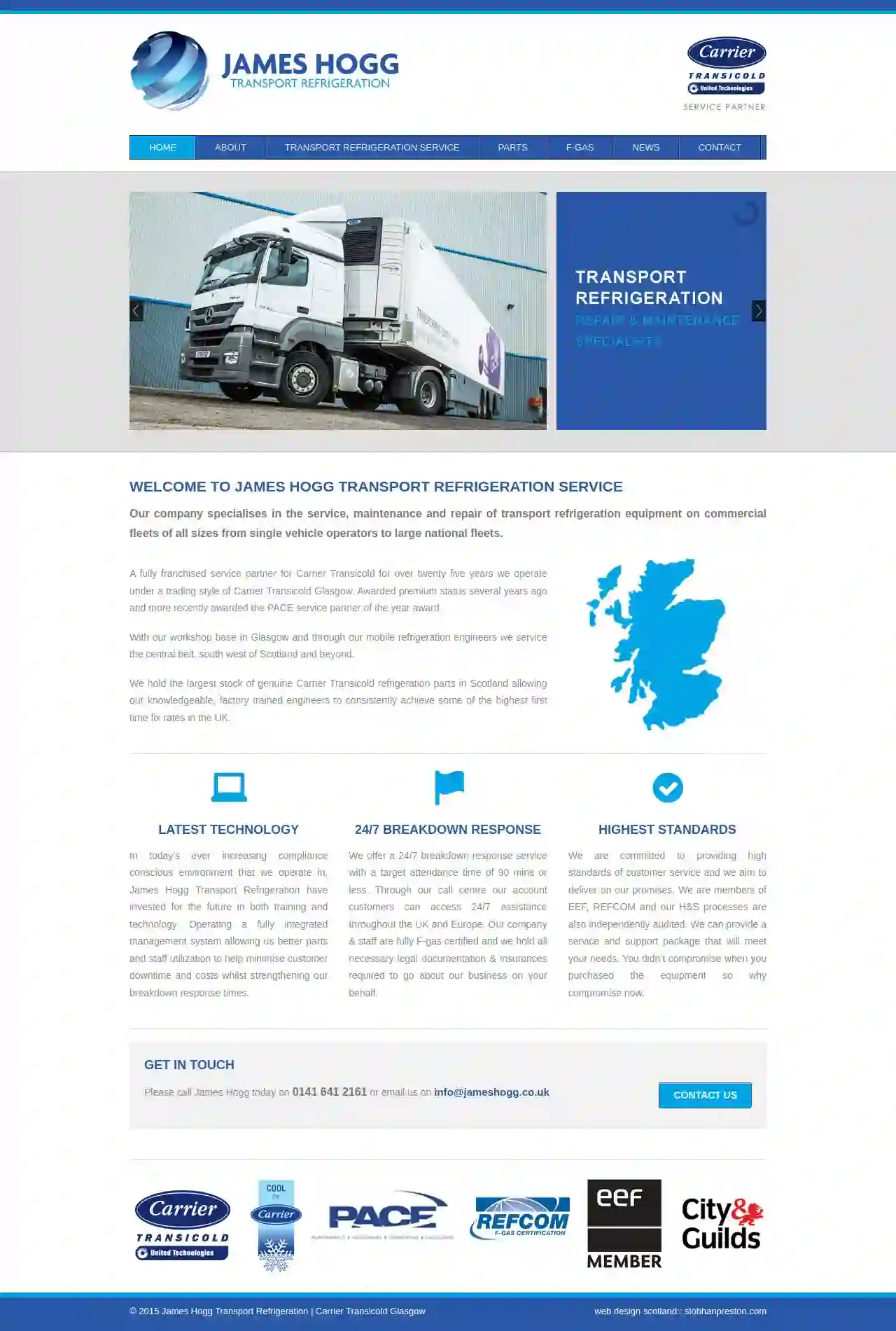 James Hogg transport refrigeration. Carrier service dept