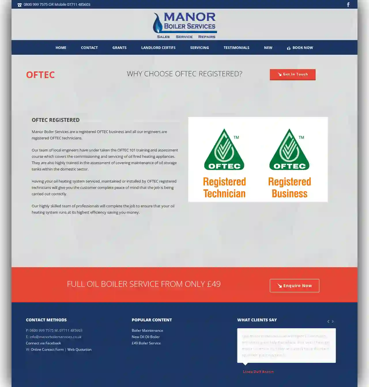 Manor Boiler Services OFTEC REGISTERED