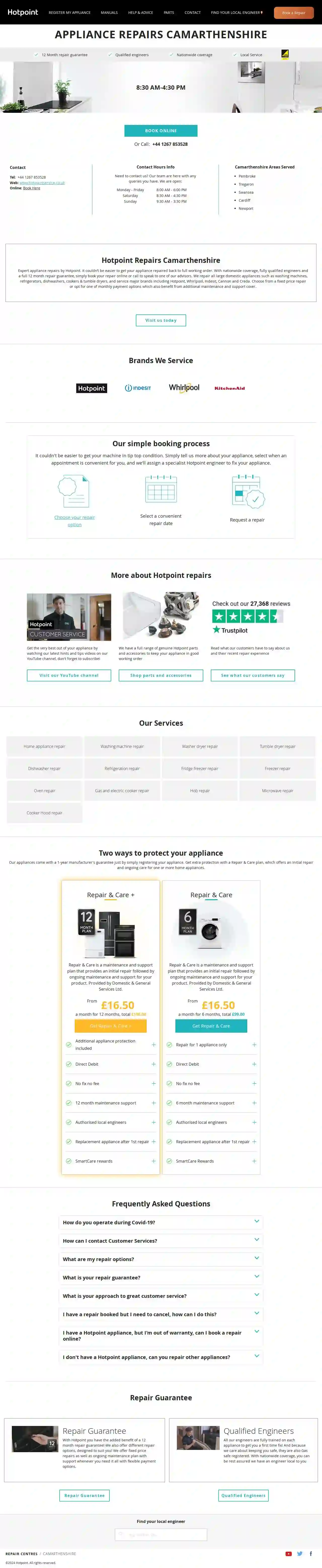 Hotpoint Repairs Camarthenshire